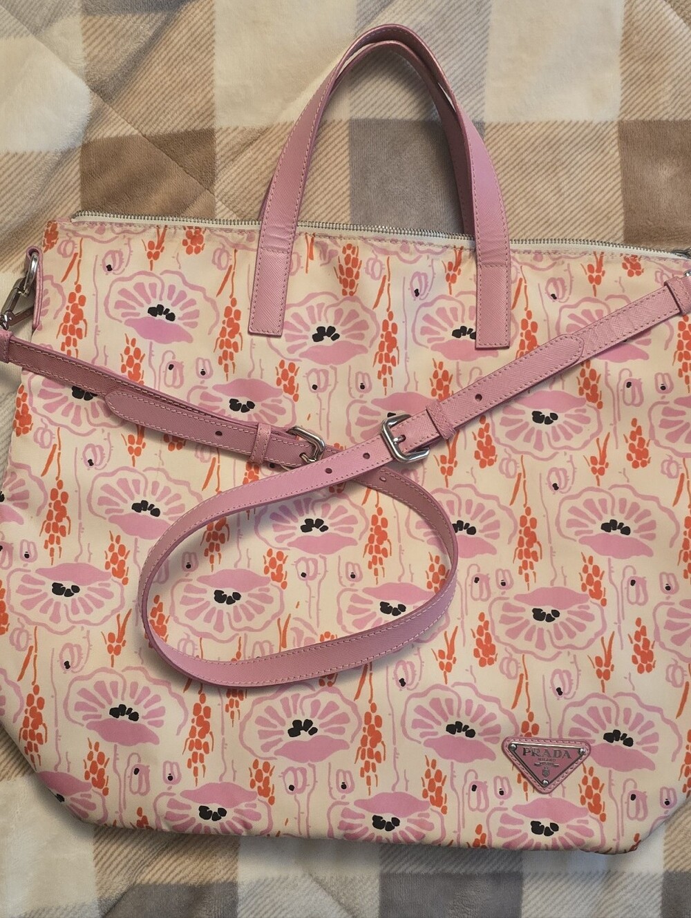 Prada Rosa Floral Tessuto Stampata Tote - Picture 3 of 12